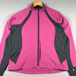 Vintage REI Womens Full Zip Athletic Jacket Pink Gray Colorblock Cordura Medium